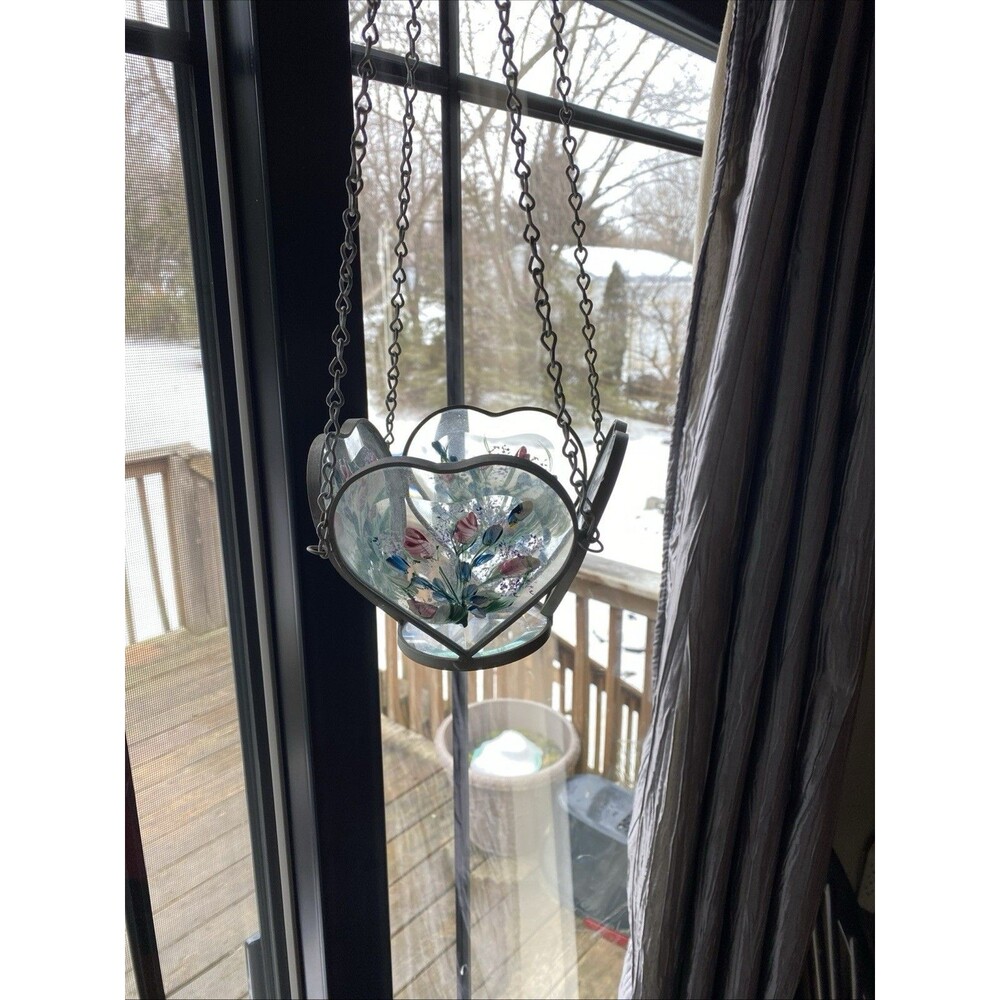 Hand made Hand painted Sun catcher Planter Stained glass 5x5